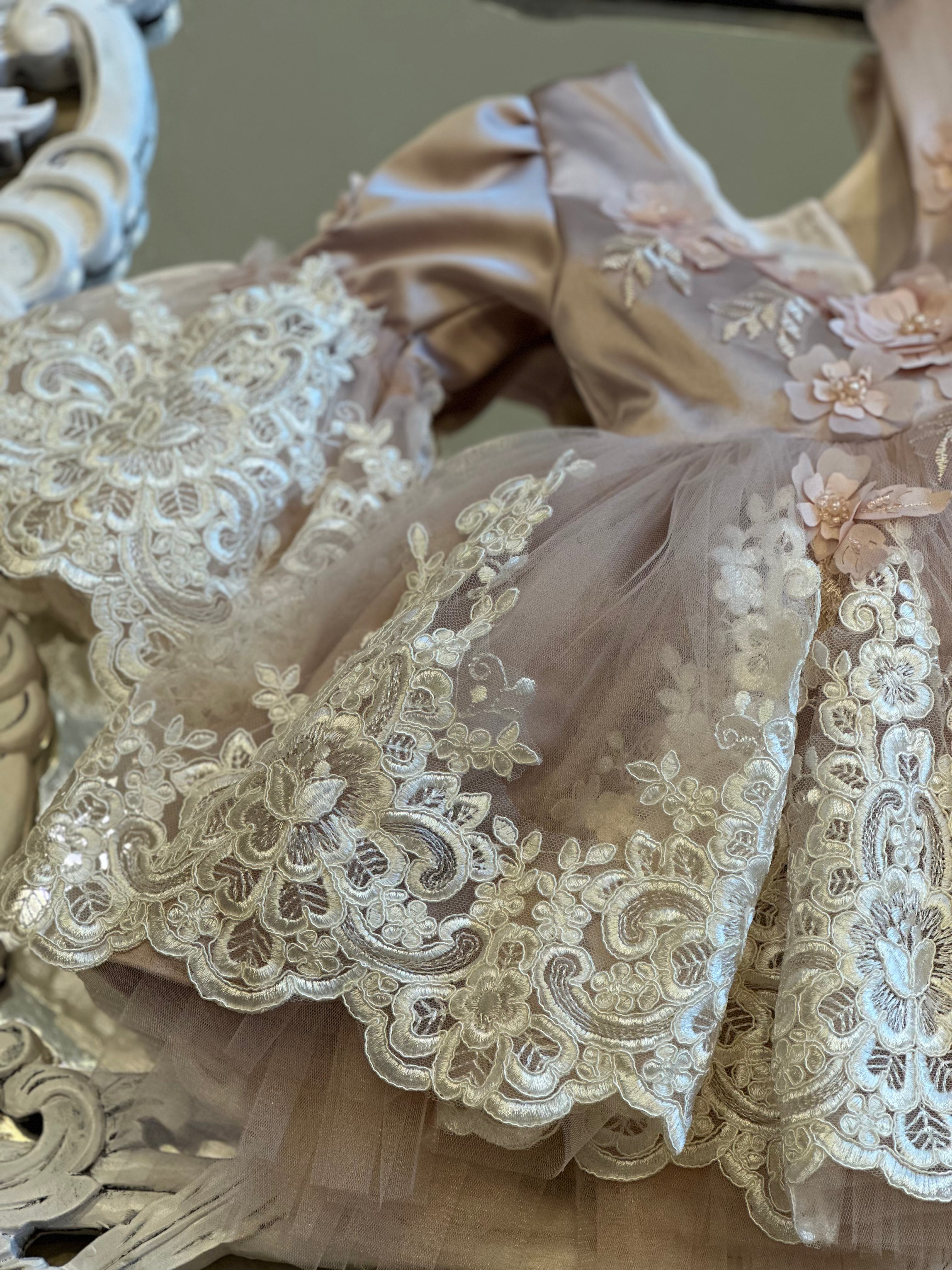 Satin Mauve Lace Dress